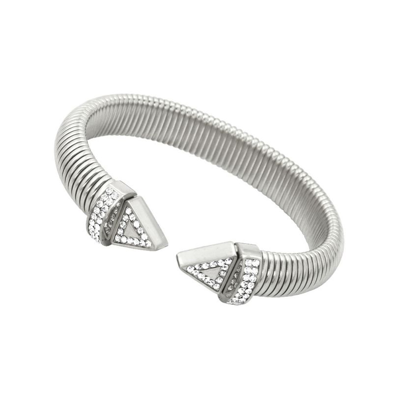 Fashion 1# Titanium Steel Diamond Geometric Thread Open Bracelet