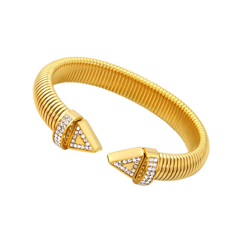 Fashion 2# Titanium Steel Diamond Geometric Thread Open Bracelet
