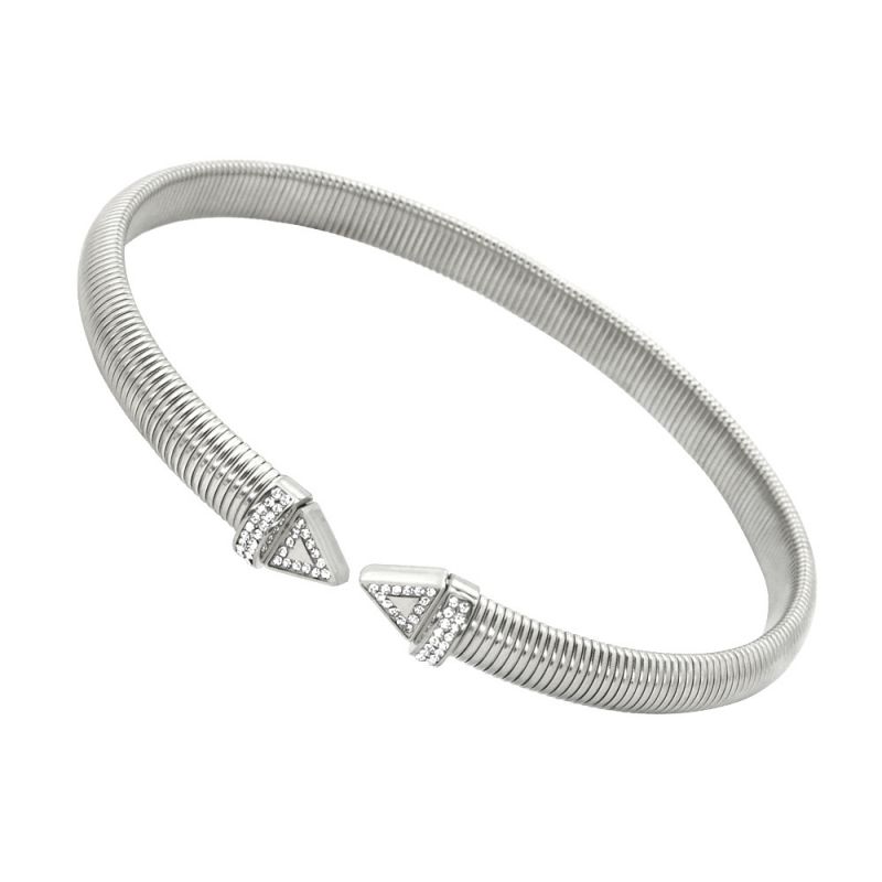 Fashion 5# Titanium Steel Diamond Geometric Thread Open Bracelet