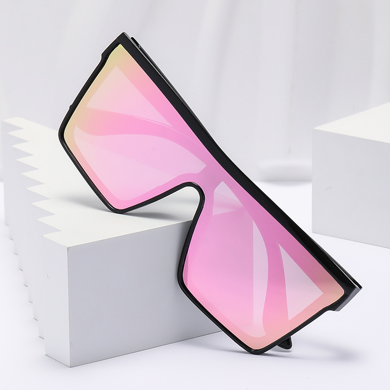 Fashion Black Frame Pink Mercury C3 Large Square Frame One-piece Sunglasses
