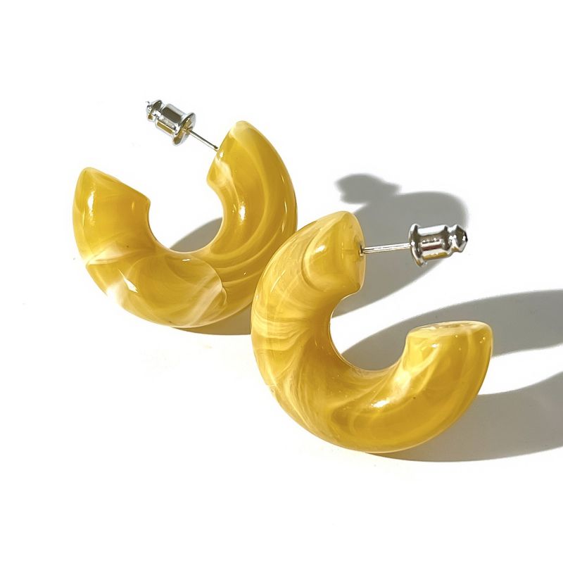 Fashion Yellow Acrylic C-shaped Earrings