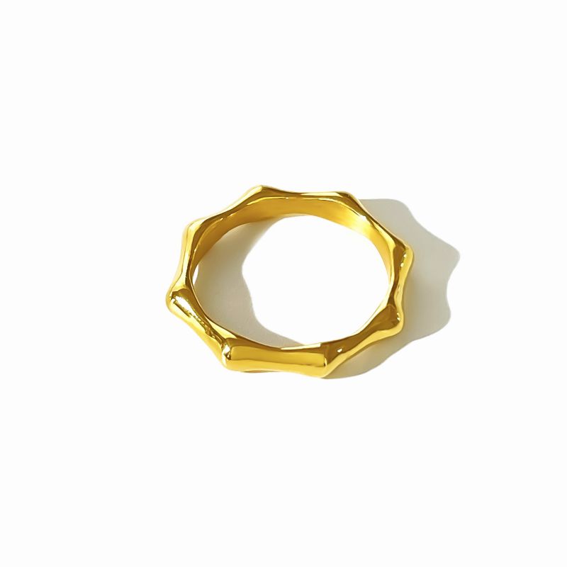 Fashion Gold Titanium Steel Bamboo Ring