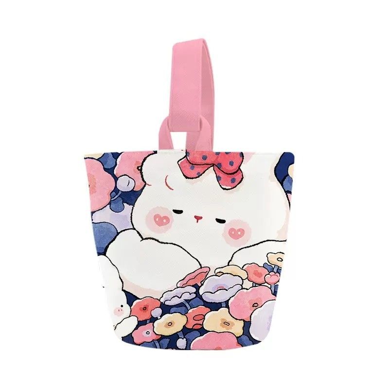 Fashion Pink Bunny Canvas Print Tote Bag
