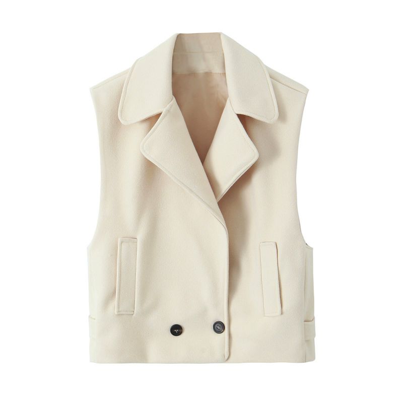 Fashion White Lapel Vest Jacket