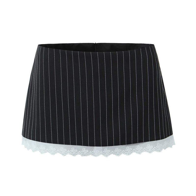 Fashion Skirt Lace Pinstripe Skirt