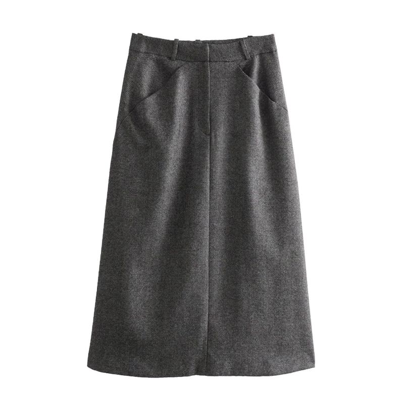 Fashion Skirt Polyester Double Pocket Skirt