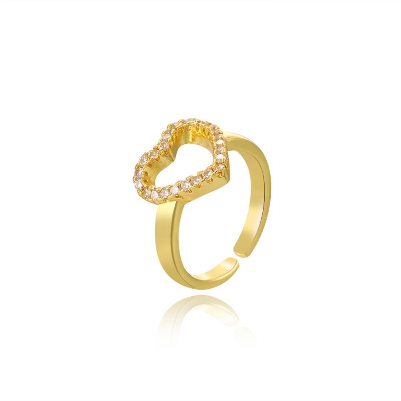 Fashion 3# Copper Inlaid Zirconium Love Open Ring
