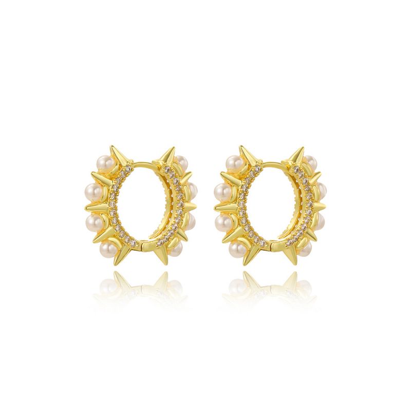 Fashion 5# Copper Inlaid Diamond Round Earrings