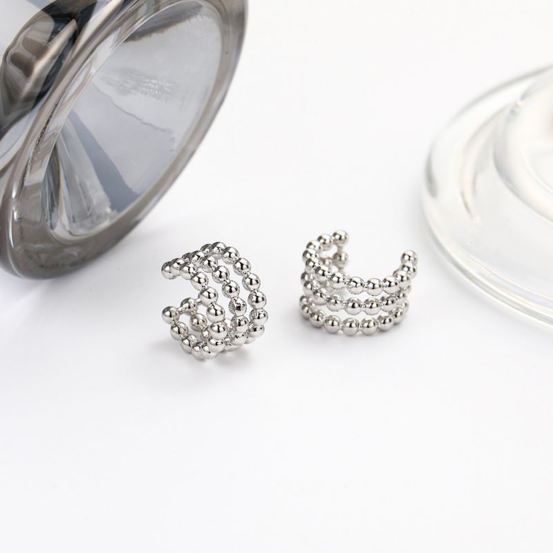 Fashion Silver Gold-plated Copper Ball Beads C-shaped Multi-layer Ear Cuff