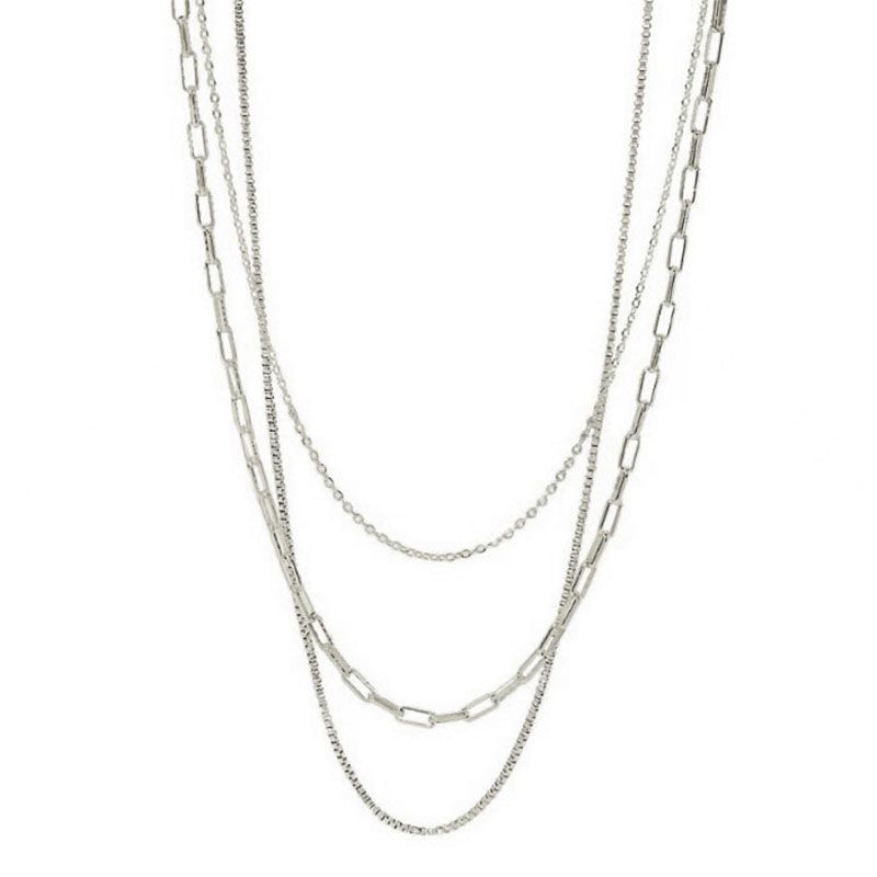 Fashion Silver Titanium Steel Multi-layer Chain Necklace