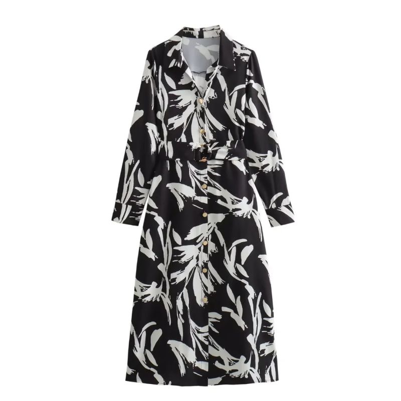 Fashion Color Polyester Printed Knee Length Dress
