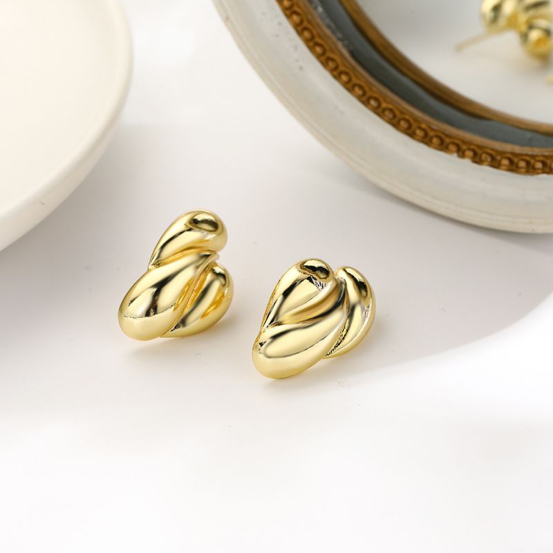 Fashion 3# Gold-plated Copper Geometric Stud Earrings