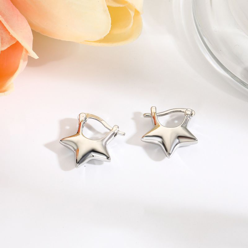 Fashion Star Silver Gold-plated Copper Star Earrings