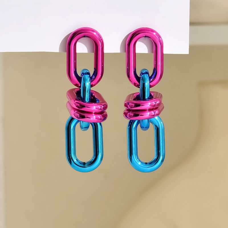 Fashion Style Five Acrylic Colorful Chain Earrings