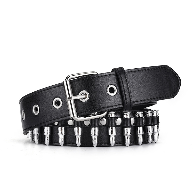 Fashion Black Pu Bullet Wide Belt