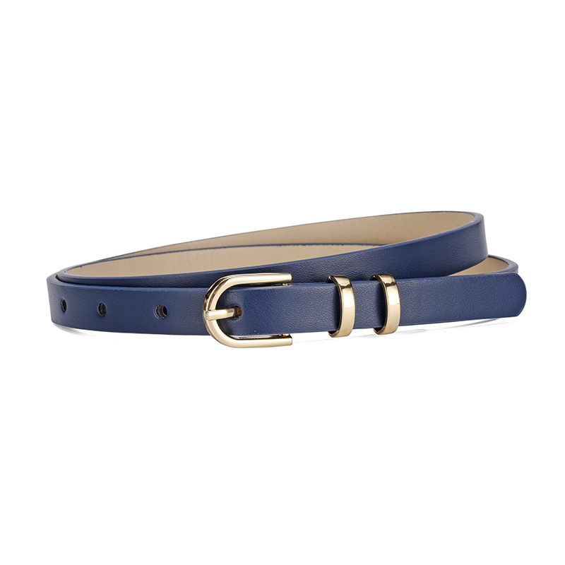Fashion Navy Blue Pu Metal Buckle Wide Belt