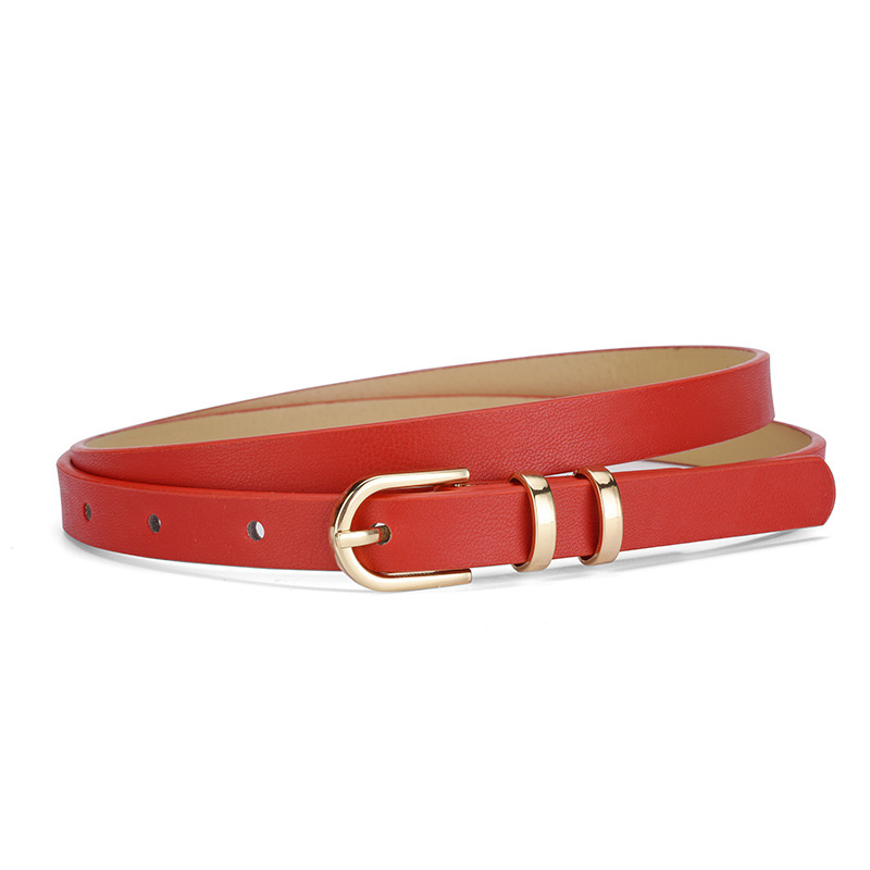 Fashion Red Pu Metal Buckle Wide Belt