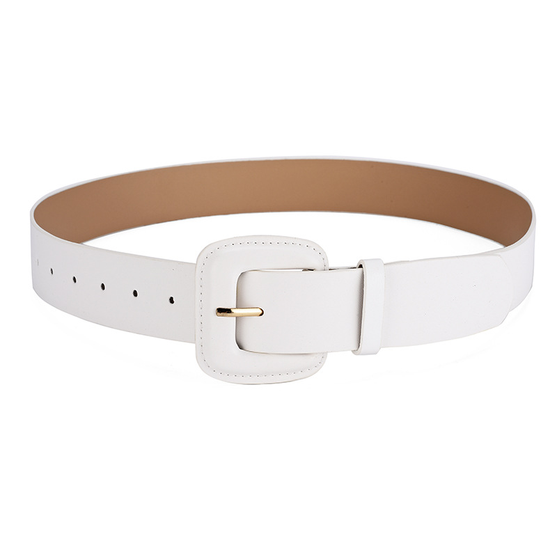 Fashion White Covered Buckle Wide Belt