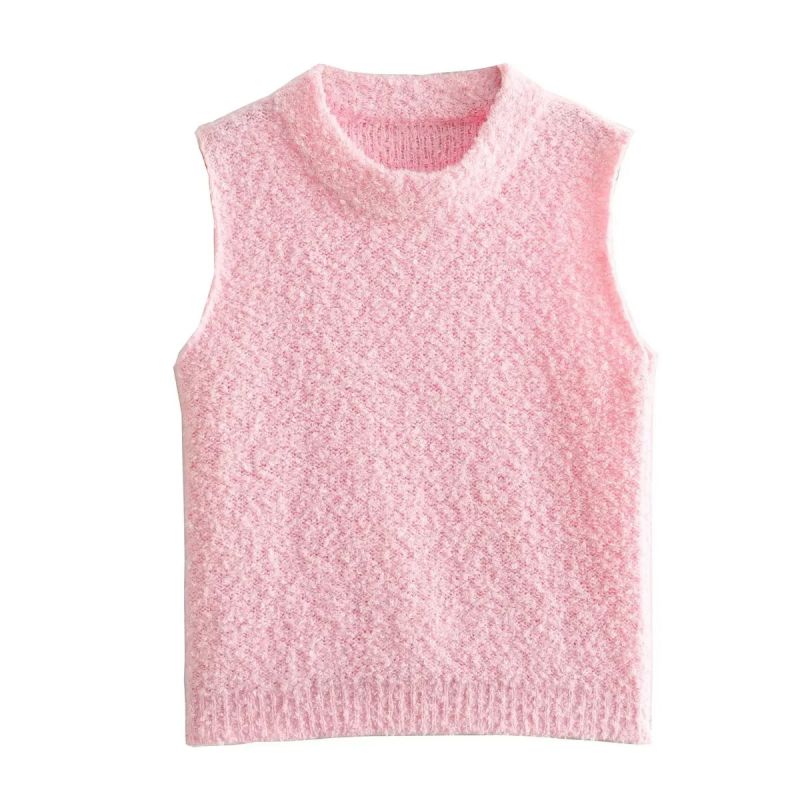 Fashion Pink Knitted Vest Top