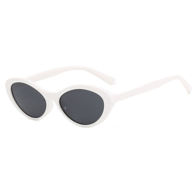 Fashion Solid White Gray Flakes Oval Stroke Sunglasses