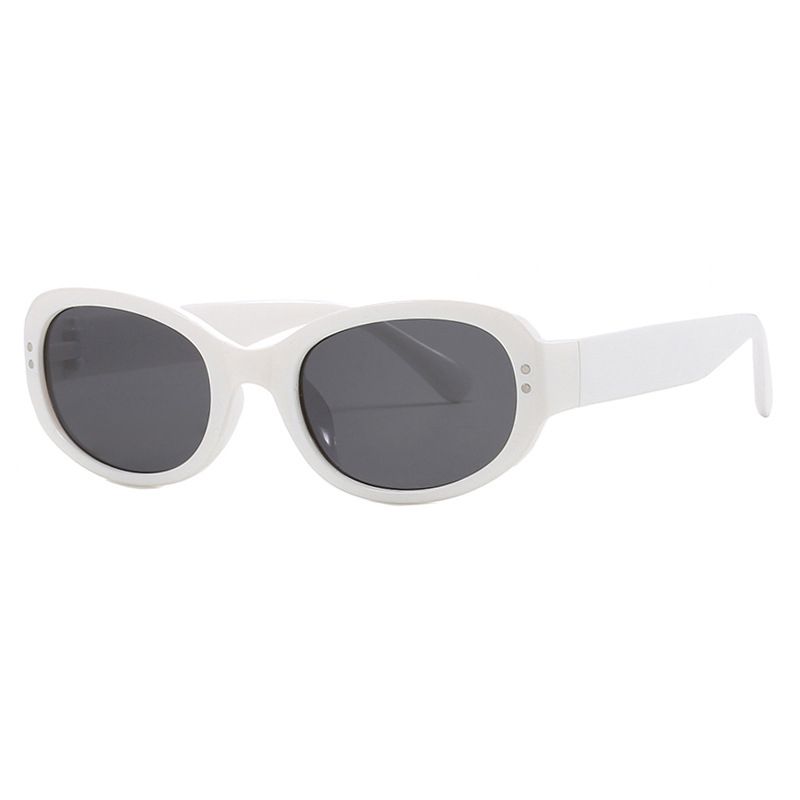 Fashion Solid White Gray Flakes Oval Rice Stud Sunglasses