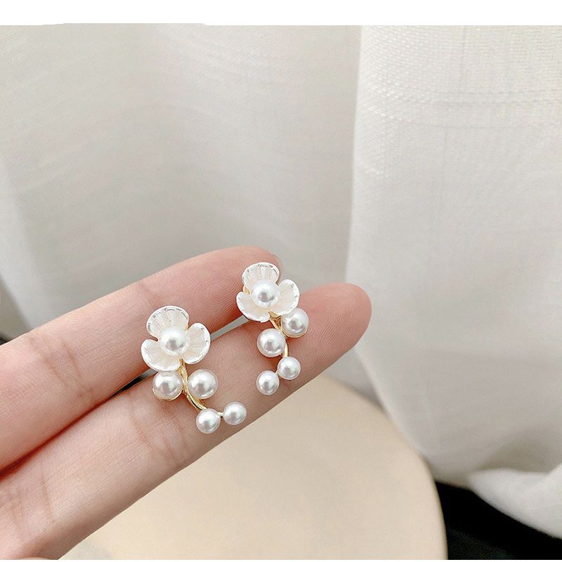 Fashion 30# Alloy Pearl Flower Stud Earrings