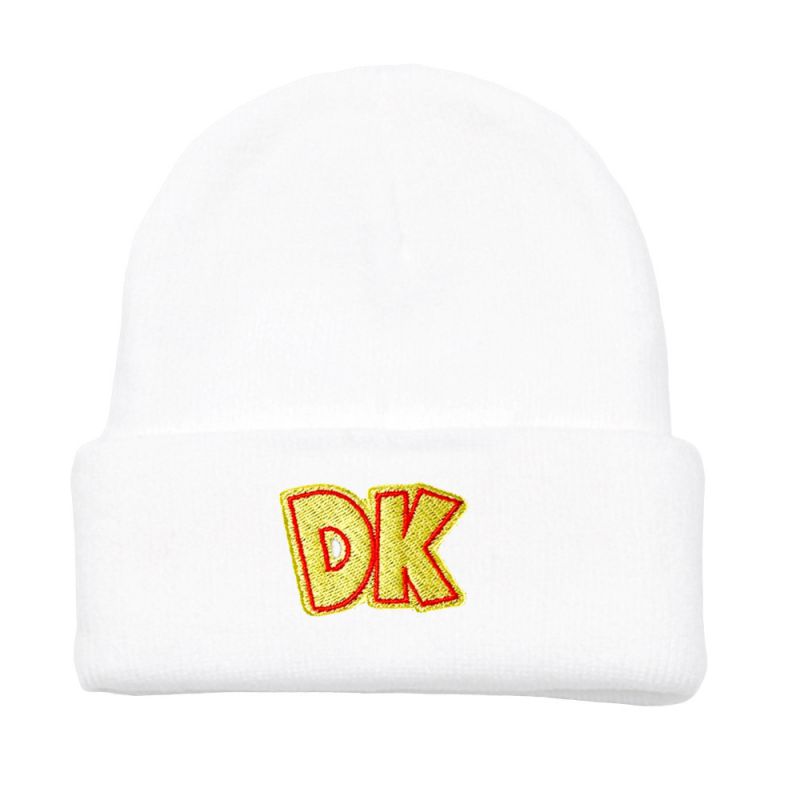 Fashion White Acrylic Knitted Letter Embroidered Beanie