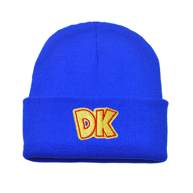 Fashion Royal Blue Acrylic Knitted Letter Embroidered Beanie