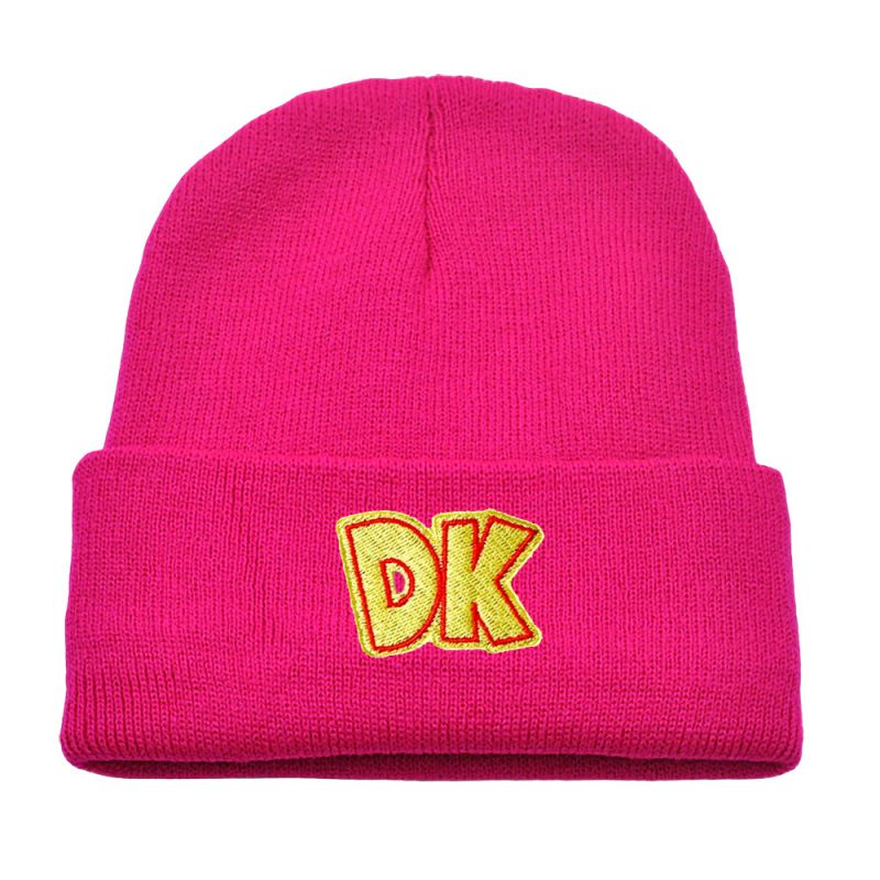 Fashion Rose Red Acrylic Knitted Letter Embroidered Beanie