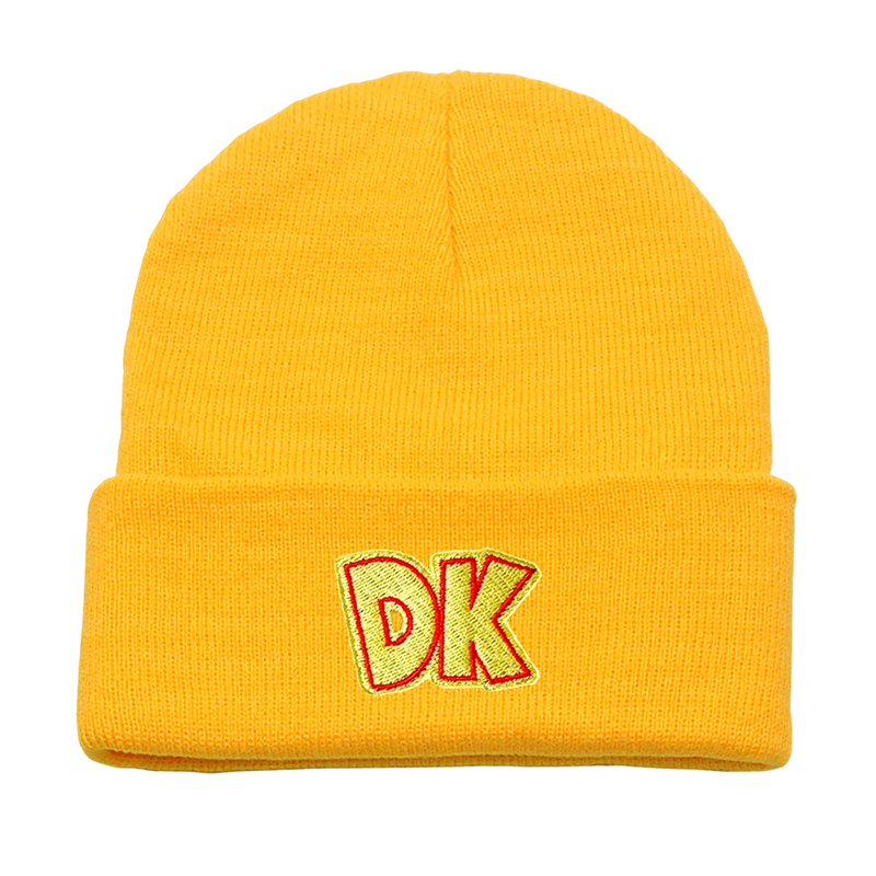 Fashion Yellow Acrylic Knitted Letter Embroidered Beanie