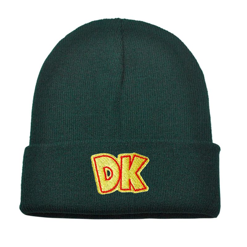 Fashion Dark Green Acrylic Knitted Letter Embroidered Beanie