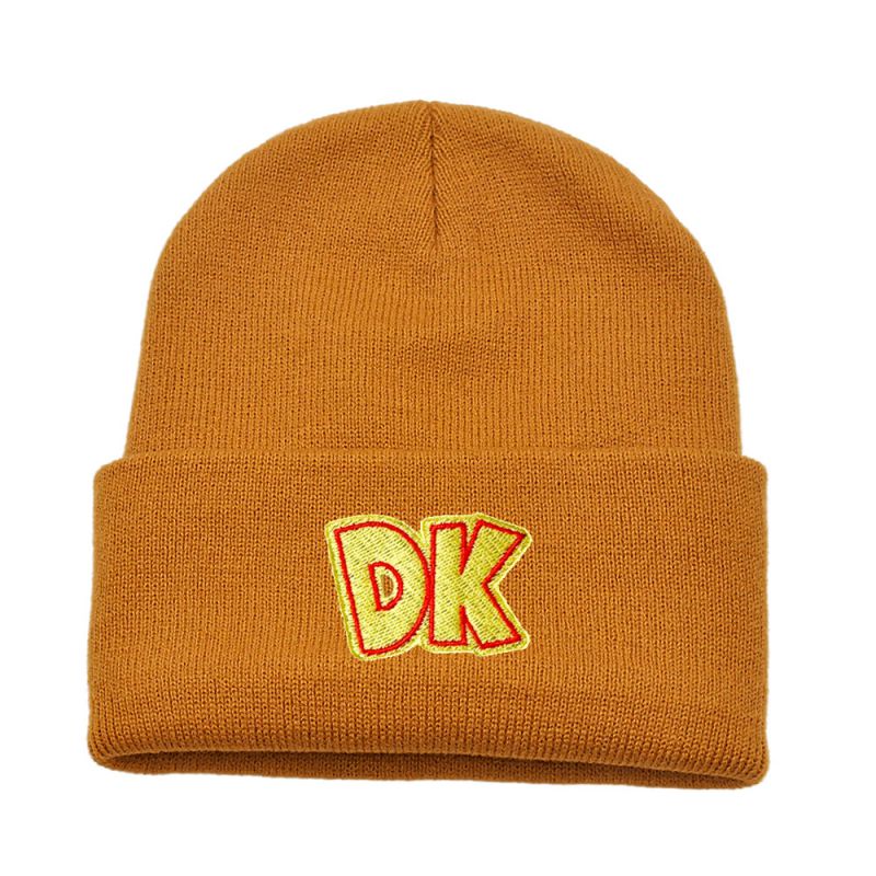 Fashion Caramel Colour Acrylic Knitted Letter Embroidered Beanie
