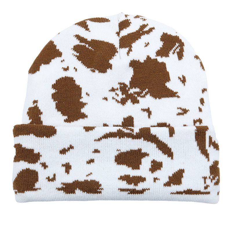 Fashion Pattern D Brown And White Acrylic Jacquard Knitted Beanie