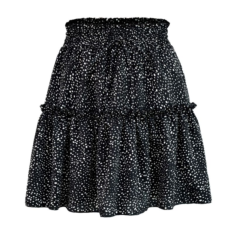 Fashion Black Polyester Printed Layered Skirt