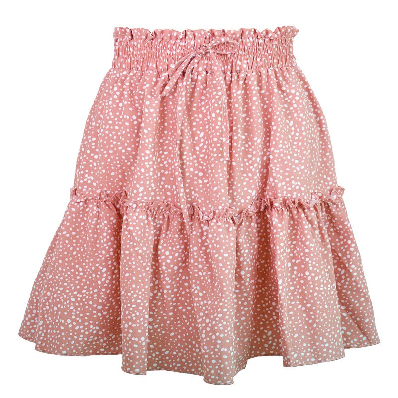 Fashion Pink Polyester Printed Layered Skirt