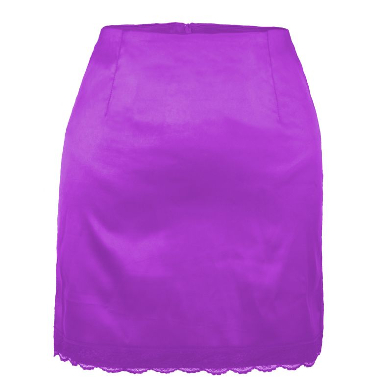 Fashion Purple Polyester Satin Lace Skirt