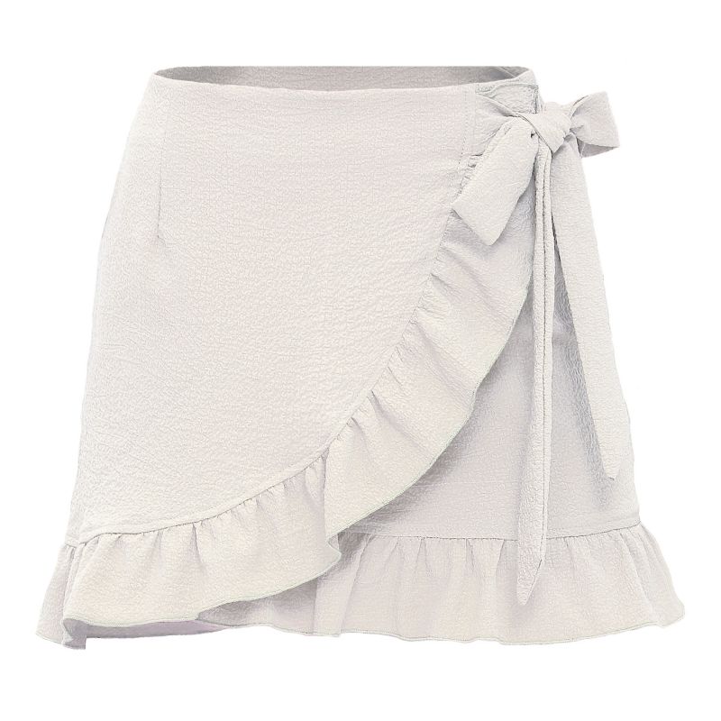 Fashion White Polyester Lace-up Ruffle Skirt