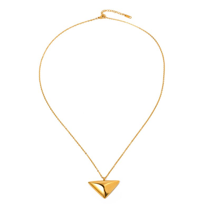 Fashion Gold Stainless Steel Triangle Necklace