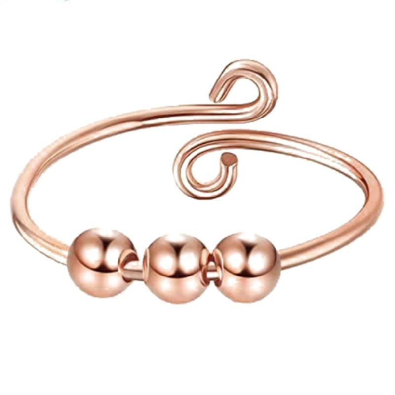 Fashion Rose Gold (stainless Steel Material) Stainless Steel Geometric Rotatable Ball Open Ring