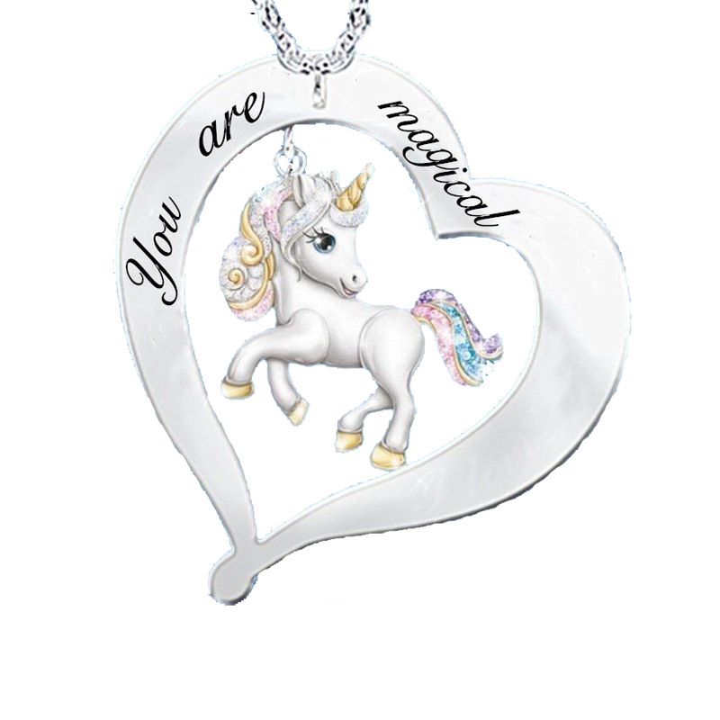 Fashion Love Unicorn Alloy Diamond Unicorn Necklace