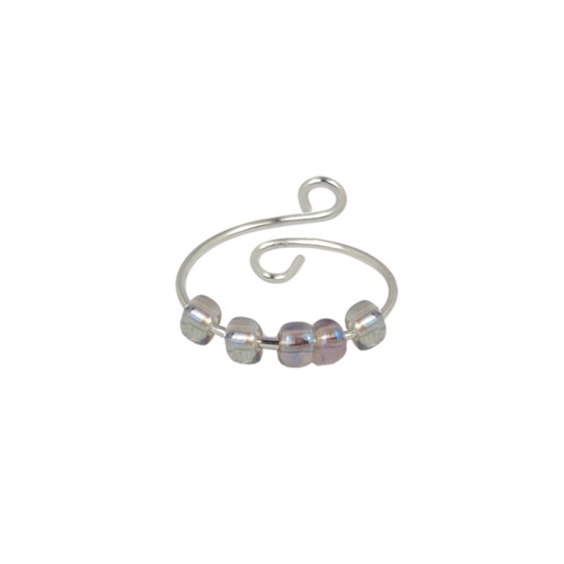 Fashion Gray (5 Beads) Rotatable Rice Bead Ring