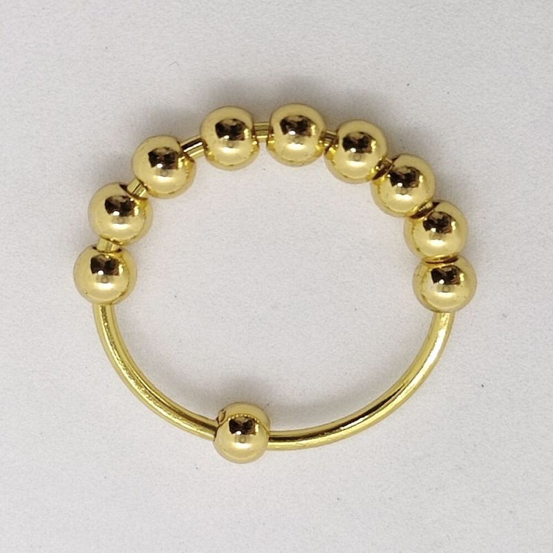 Fashion Gold (copper Material) Stainless Steel Rotatable Ball Ring