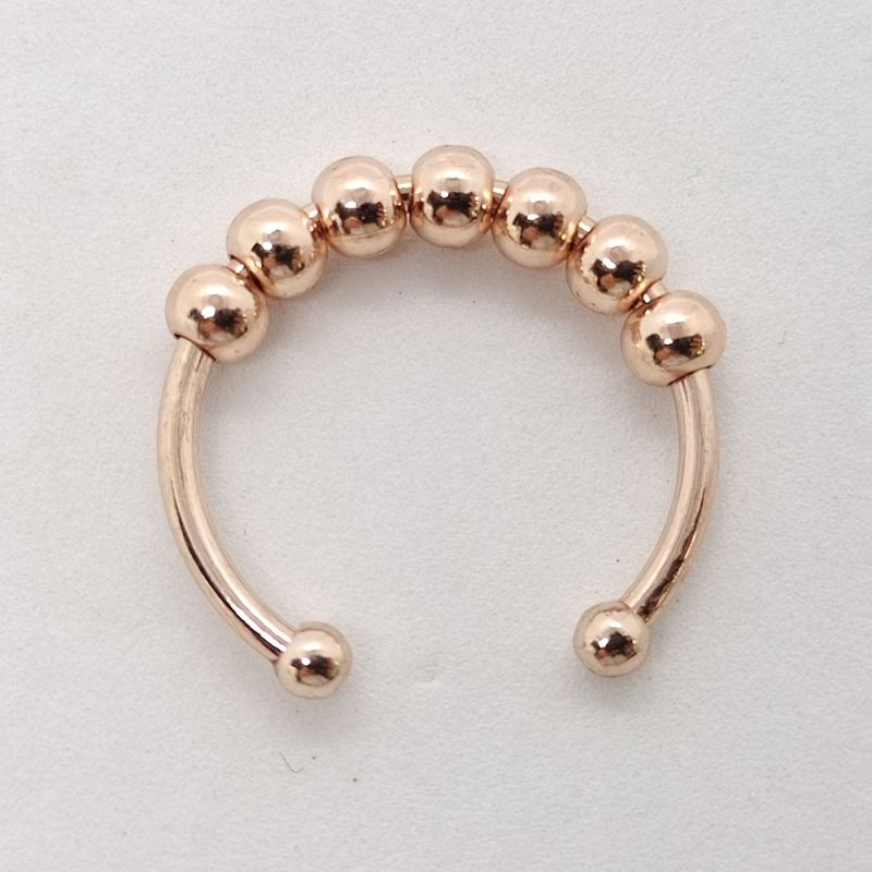 Fashion Color-preserving Electroplating Rose Gold (copper Material) Stainless Steel Rotatable Ball Ring