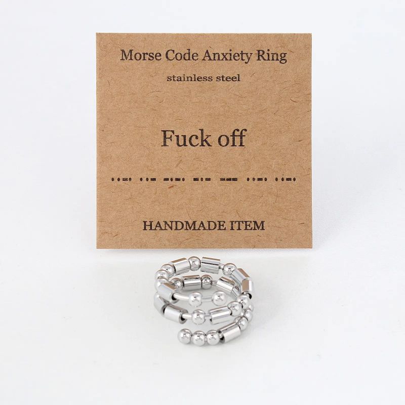Fashion Fuck Off Stainless Steel Morse Code Decompression Ring