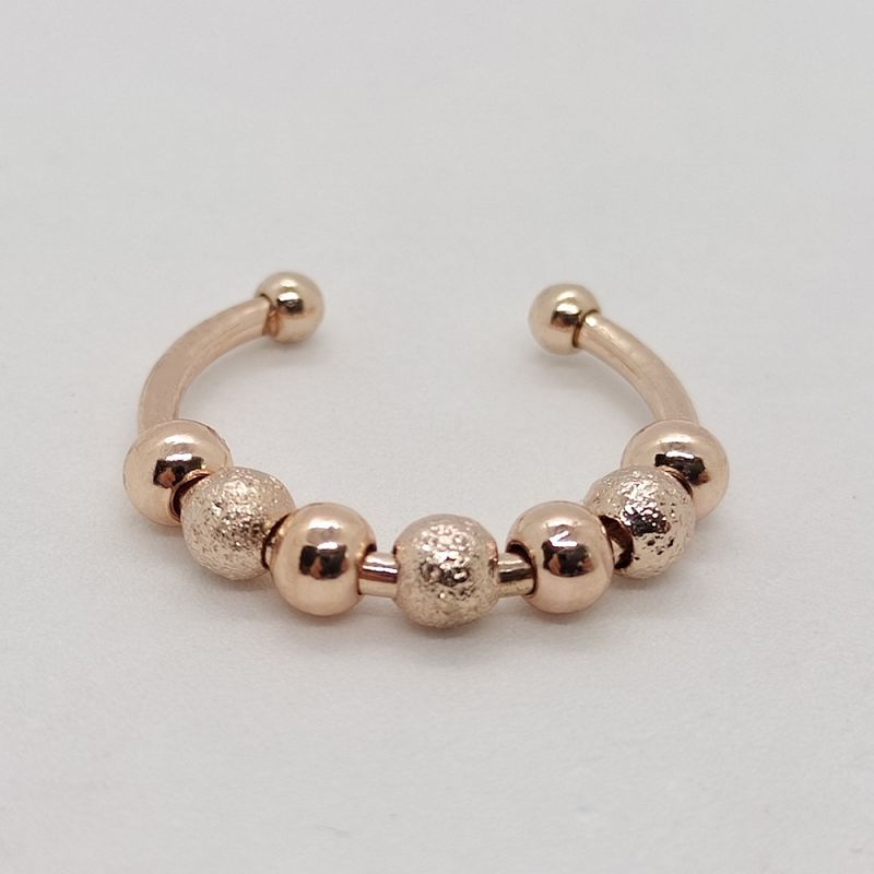 Fashion Color-preserving Electroplating Rose Gold (copper Material) Stainless Steel Rotating Geometric Open Ring