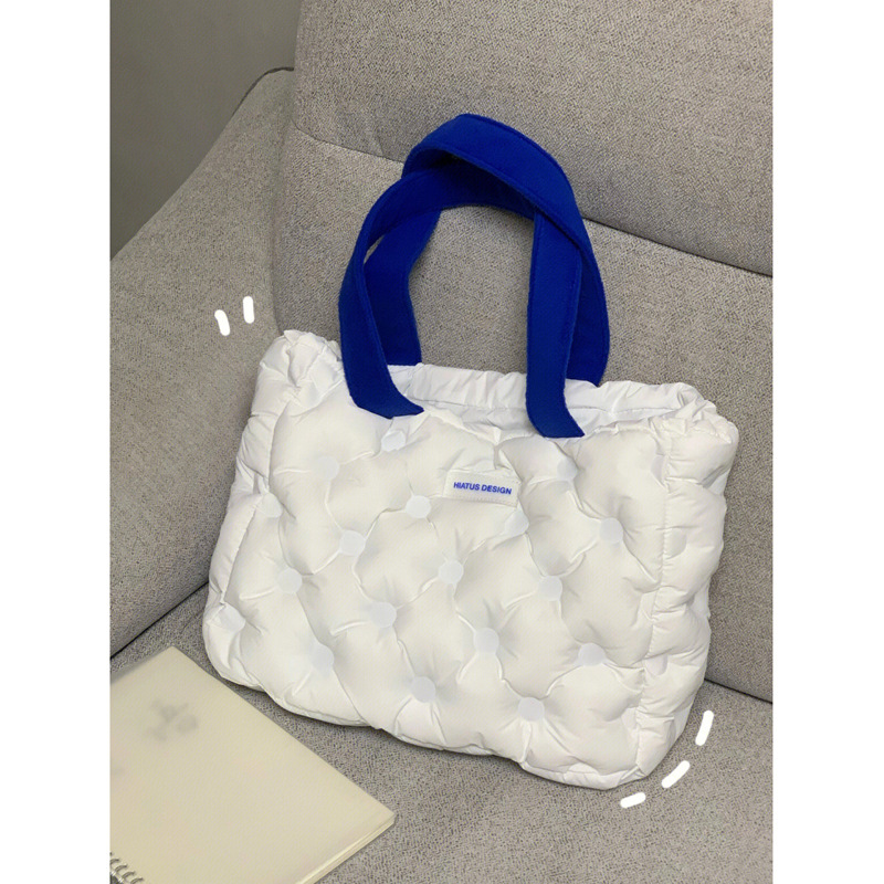 Fashion White Cotton Pleated Large-capacity Tote Bag