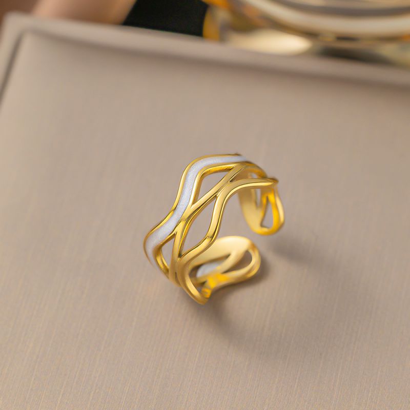 Fashion 1# Titanium Steel Geometric Irregular Open Ring