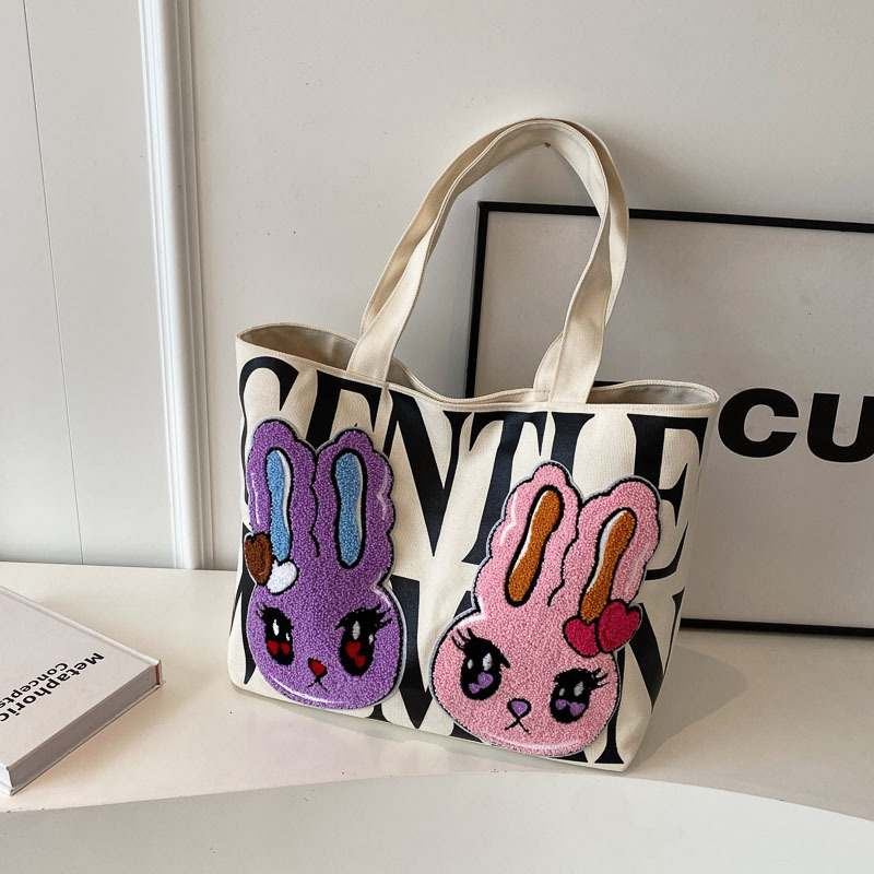 Fashion Off White Cartoon Rabbit Painted Shoulder Bag
