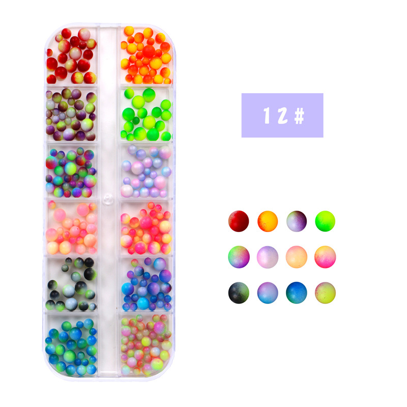Fashion 12 Frosted Gradient Colored Balls Geometric Frosted Gradient Ball Nail Art Accessories