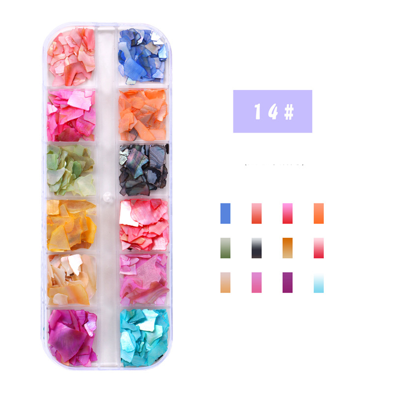 Fashion 14 Colored Shell Fragments Colorful Shell Fragments Geometric Nail Art Accessories